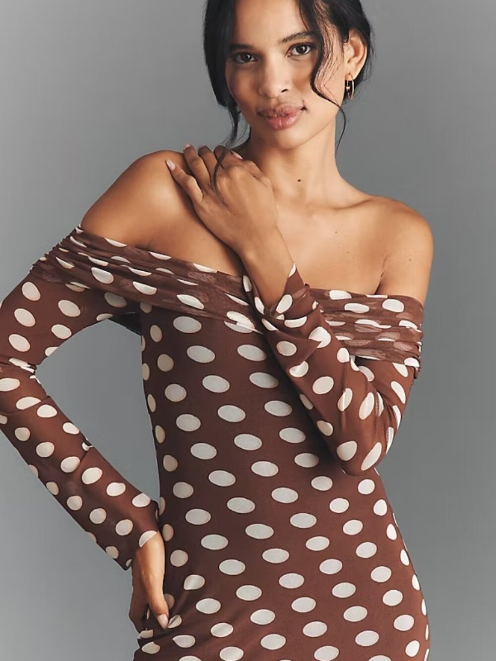 Anthropologie AFRM Long-Sleeve Off-The-Shoulder Mesh Maxi Dress size 2X NEW - Picture 3 of 5